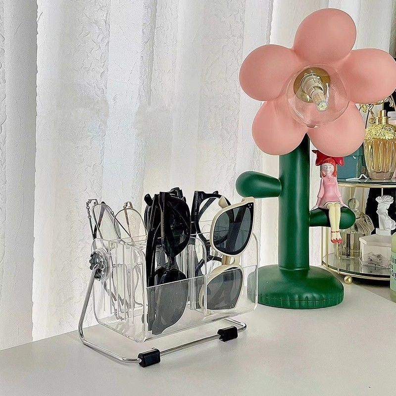 Yickyue CuteLife Rotatable Acrylic Stand Storage Shelf Home Decoration Phone Remote Control Holder Bathroom Makeup Organizer Table Shelf