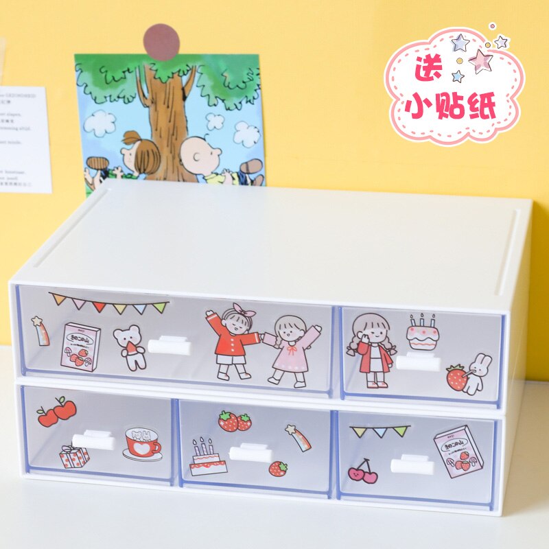 Ins Large Drawer Storage Box Desktop Cosmetics Organizer Storage Multilayer Drawer Tape Student Stationery Desk Combination Rack