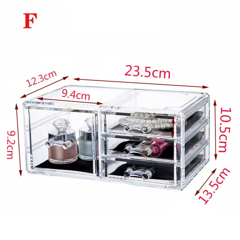 Acrylic Makeup Organizer Jewelry Storage Box Cosmetics Jewelry Display Plastic Box Transparent Drawer Powder Storage Lipstick