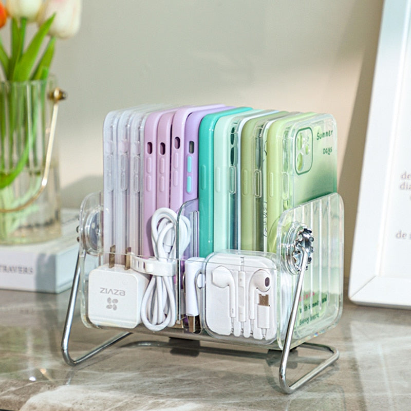 Yickyue CuteLife Rotatable Acrylic Stand Storage Shelf Home Decoration Phone Remote Control Holder Bathroom Makeup Organizer Table Shelf