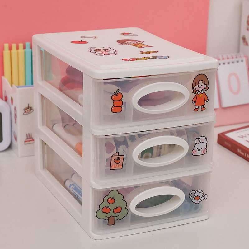 W&G Ins Drawer Desktop Plastic Storage Box Organizer Student Dormitory Cosmetics Sorting Box Sundries Stationery Rack