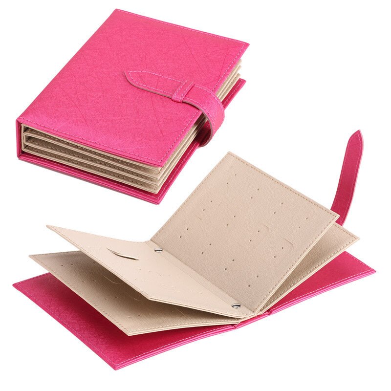 Earring Storage Box Jewelry Organizer Storage Rack Portable Jewelry Bag Creative Foldable Book-shaped Leather Display Stand