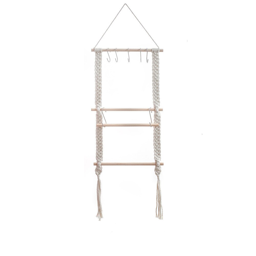 Macrame Wall Hanging Shelf Kitchen Storage Organizer Bohemian Wall Decor Macrame Shelves Household Items Bathroom,Living Room