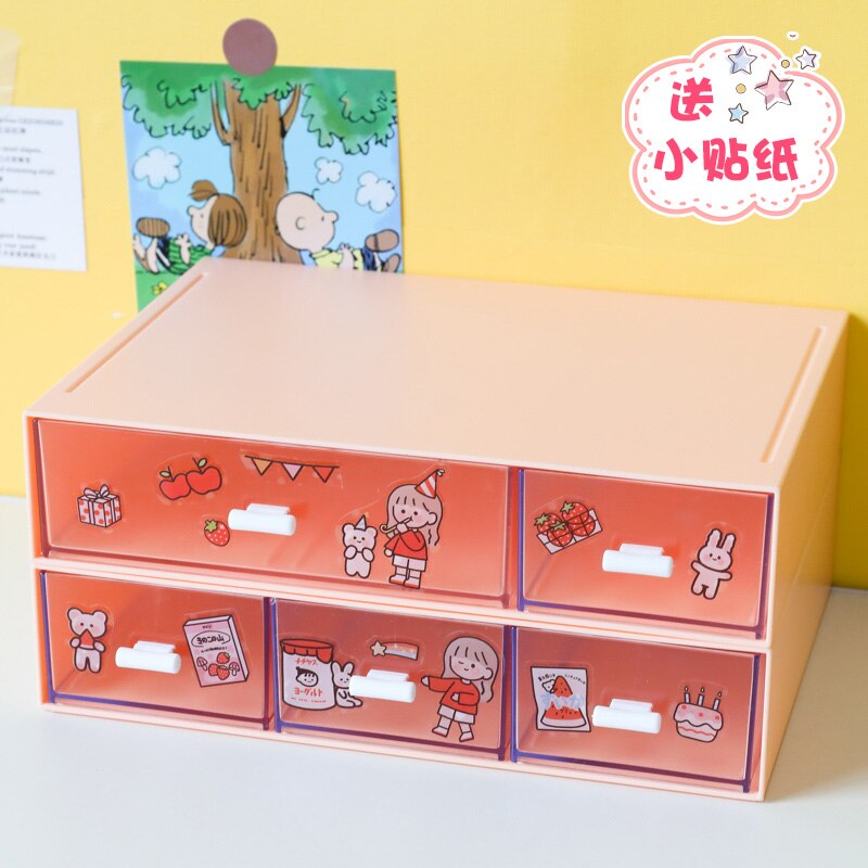 Ins Large Drawer Storage Box Desktop Cosmetics Organizer Storage Multilayer Drawer Tape Student Stationery Desk Combination Rack