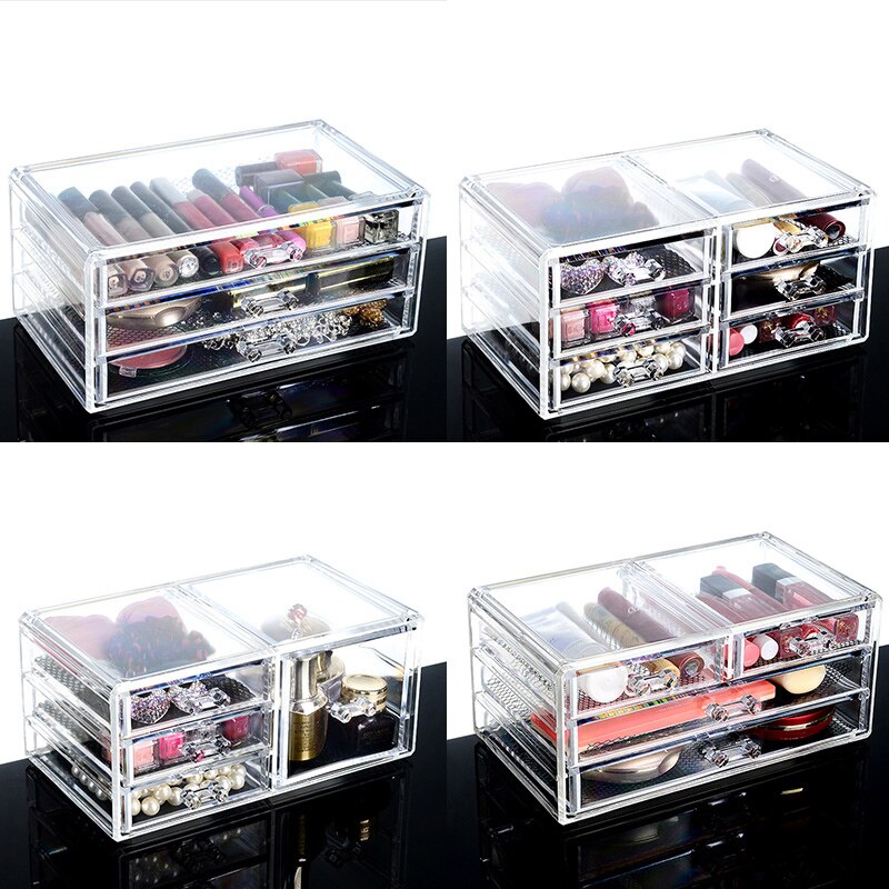 Acrylic Makeup Organizer Jewelry Storage Box Cosmetics Jewelry Display Plastic Box Transparent Drawer Powder Storage Lipstick