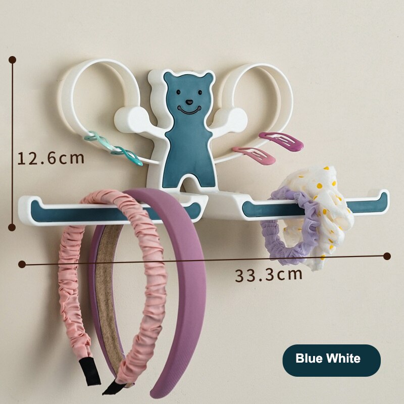 INS Cartoon Bear Hair Clips Holder Wall-mounted Girls Hairpin Storage Rack Headband Barrettes Organizer  Punch-free Storage Rack