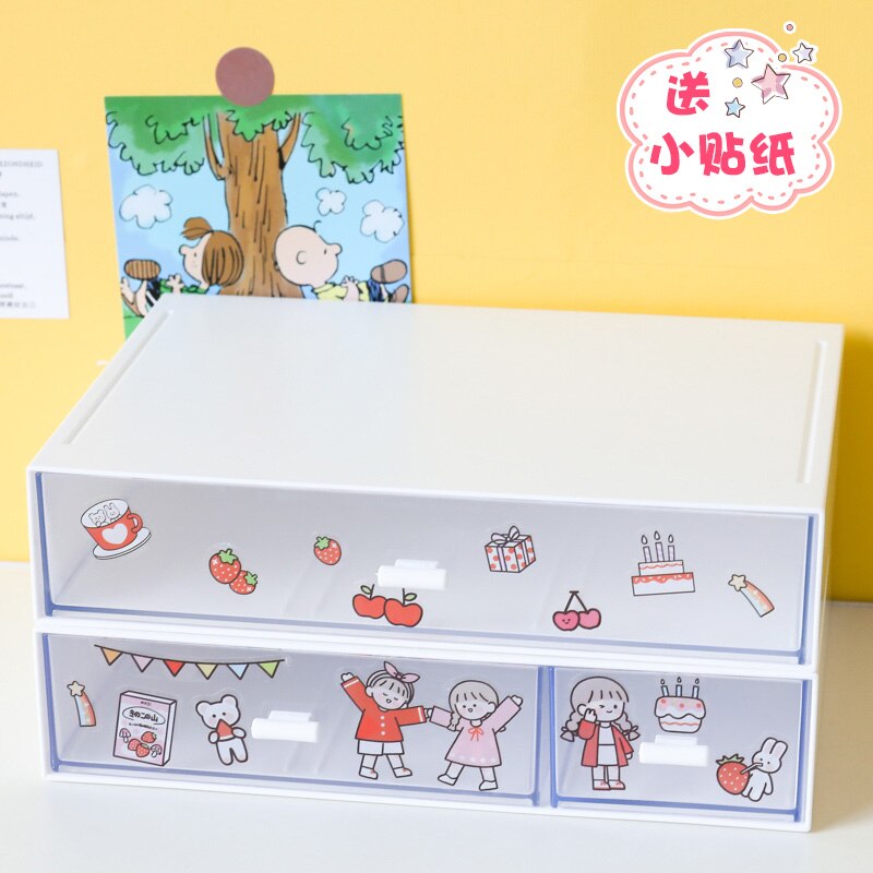 Ins Large Drawer Storage Box Desktop Cosmetics Organizer Storage Multilayer Drawer Tape Student Stationery Desk Combination Rack