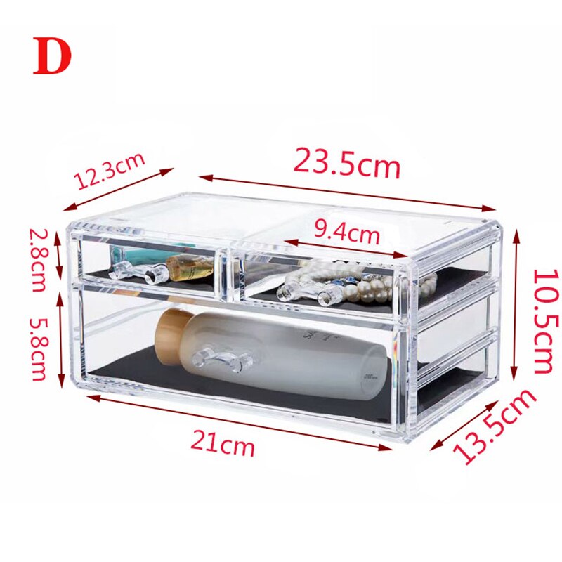 Acrylic Makeup Organizer Jewelry Storage Box Cosmetics Jewelry Display Plastic Box Transparent Drawer Powder Storage Lipstick