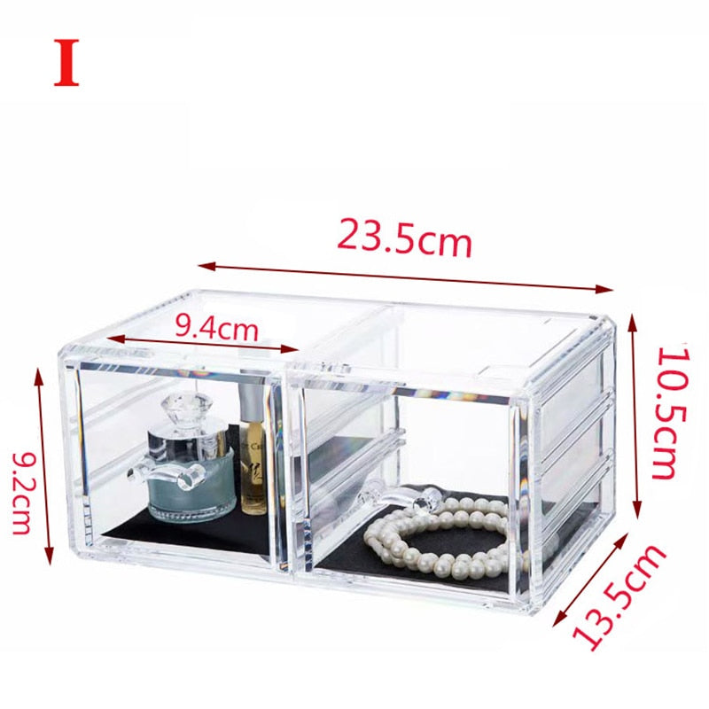 Acrylic Makeup Organizer Jewelry Storage Box Cosmetics Jewelry Display Plastic Box Transparent Drawer Powder Storage Lipstick