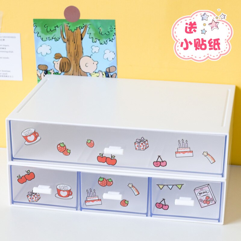 Ins Large Drawer Storage Box Desktop Cosmetics Organizer Storage Multilayer Drawer Tape Student Stationery Desk Combination Rack