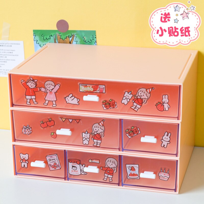 Ins Large Drawer Storage Box Desktop Cosmetics Organizer Storage Multilayer Drawer Tape Student Stationery Desk Combination Rack
