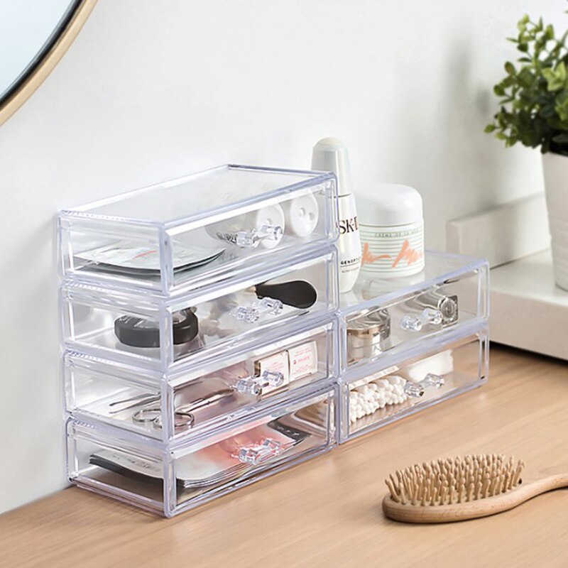 Acrylic Makeup Organizer Jewelry Storage Box Cosmetics Jewelry Display Plastic Box Transparent Drawer Powder Storage Lipstick