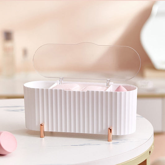 3 Grids Cotton Pads Swabs Beauty Egg Storage Box Dustproof Plastic Qtip Holder for Bathroom Bedroom Creative Cosmetic Organizer