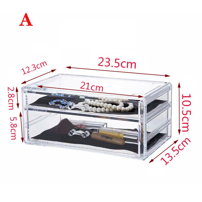 Acrylic Makeup Organizer Jewelry Storage Box Cosmetics Jewelry Display Plastic Box Transparent Drawer Powder Storage Lipstick
