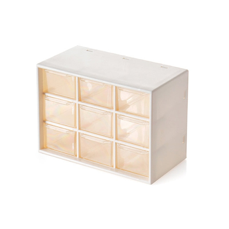 9 Grid Jewelry Storage Box Drawer Cosmetic Organizer Earrings Necklace Stationery Storage Multi-function Plastic Box Office