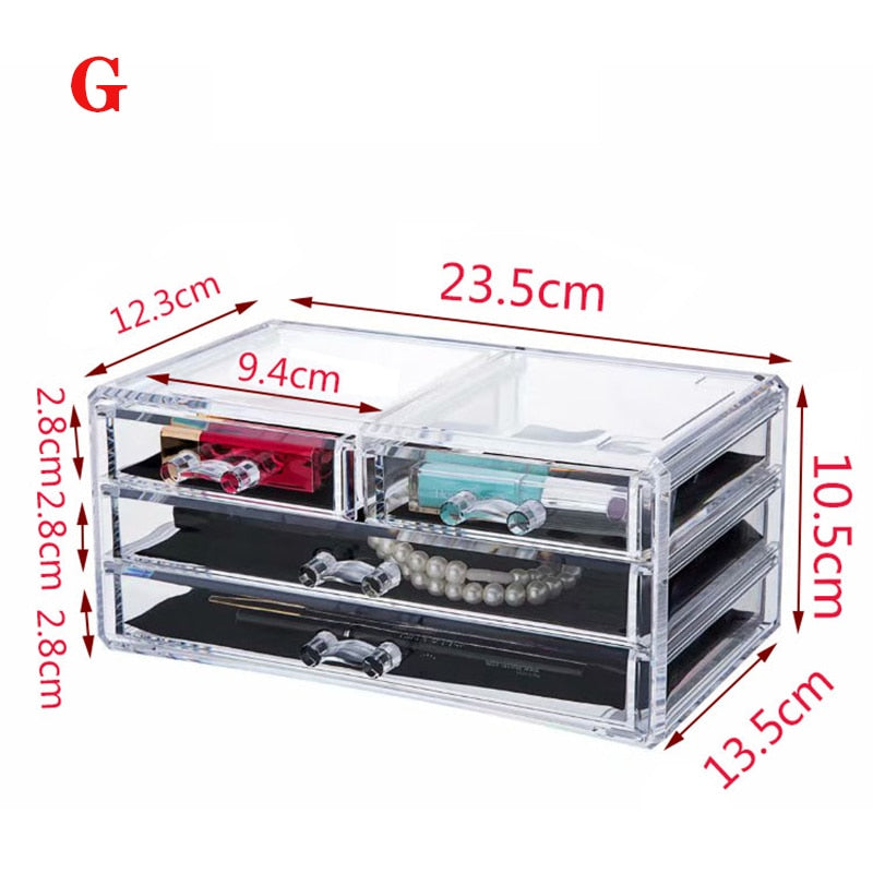 Acrylic Makeup Organizer Jewelry Storage Box Cosmetics Jewelry Display Plastic Box Transparent Drawer Powder Storage Lipstick
