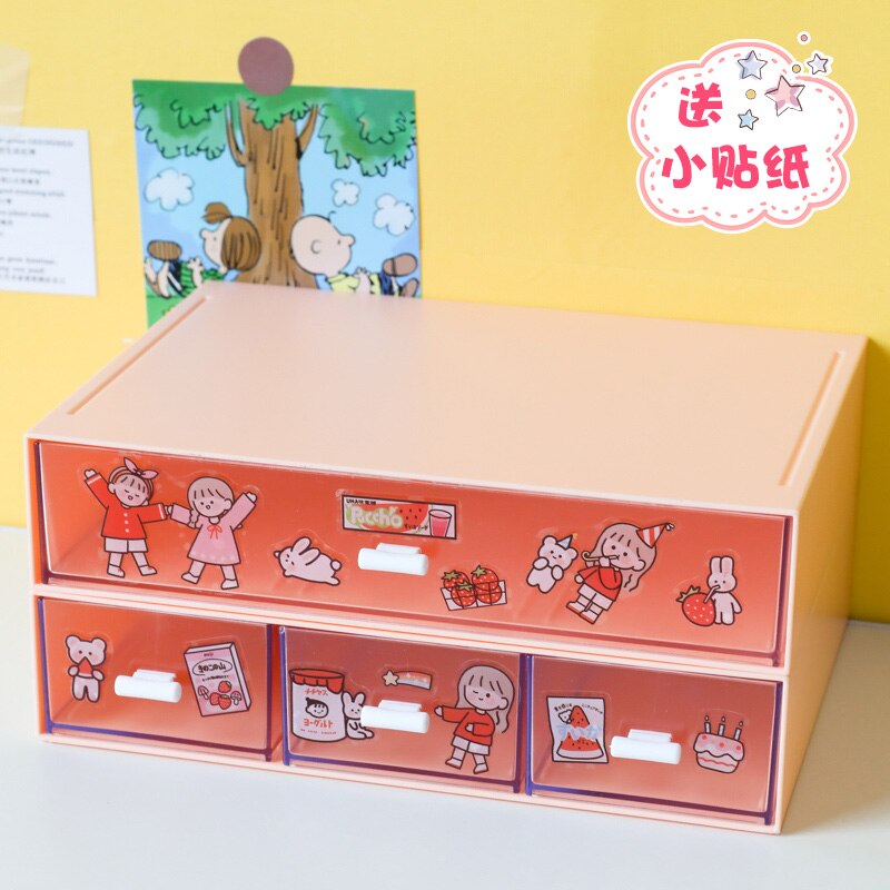 Ins Large Drawer Storage Box Desktop Cosmetics Organizer Storage Multilayer Drawer Tape Student Stationery Desk Combination Rack
