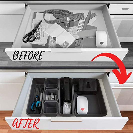 8pcs/set Drawer Storage Box Cosmetic Organizer Kitchen Tableware Jewelry Storage Tray Office Supplies Finishing Box Compartment