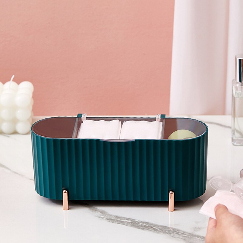 3 Grids Cotton Pads Swabs Beauty Egg Storage Box Dustproof Plastic Qtip Holder for Bathroom Bedroom Creative Cosmetic Organizer