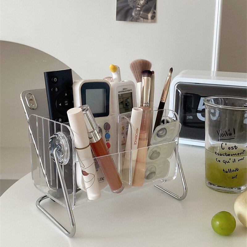 Acrylic Clear Remote Control Holder Desktop Home Decoration Bathroom Makeup Cosmetic Storage Box Glasses Sundries Organizer