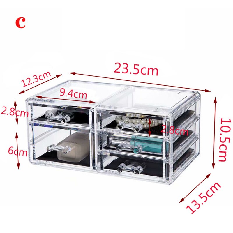 Acrylic Makeup Organizer Jewelry Storage Box Cosmetics Jewelry Display Plastic Box Transparent Drawer Powder Storage Lipstick