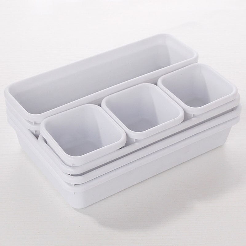 8pcs/set Drawer Storage Box Cosmetic Organizer Kitchen Tableware Jewelry Storage Tray Office Supplies Finishing Box Compartment