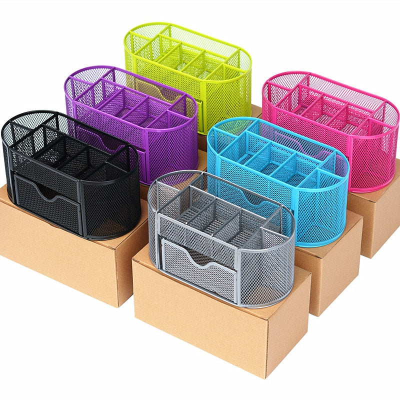 Yickyue Metal Penalty Organizer Mesh Desk Organizer Table 9 Grids Design Storage Box Drawer Pencil Pen Holder For Neatening Tools