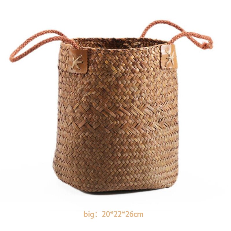 Multifunction Handmade Rattan Weave Clothes Storage Basket Bathroom Garden Home Decorate Organizer Bag Decoration Flower Basket