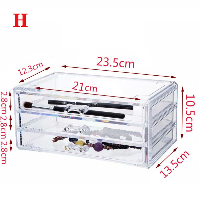 Acrylic Makeup Organizer Jewelry Storage Box Cosmetics Jewelry Display Plastic Box Transparent Drawer Powder Storage Lipstick