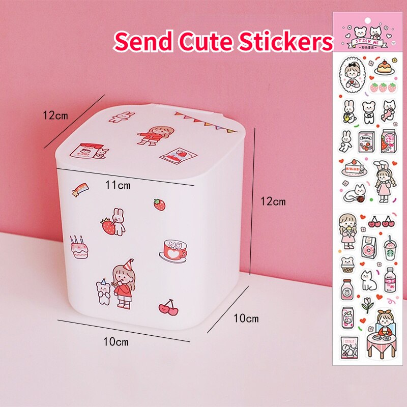 Ins Desktop Plastic Trash Bin Office Table Stationery Cosmetics Storage Box Small Garbage Can with Lid Mini Trash Can Bedroom