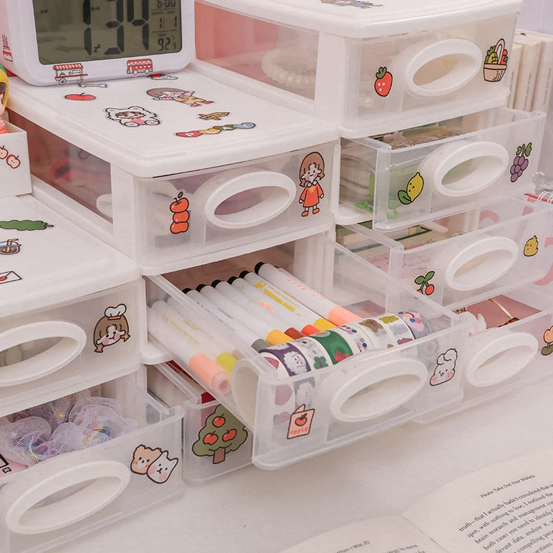 W&G Ins Drawer Desktop Plastic Storage Box Organizer Student Dormitory Cosmetics Sorting Box Sundries Stationery Rack