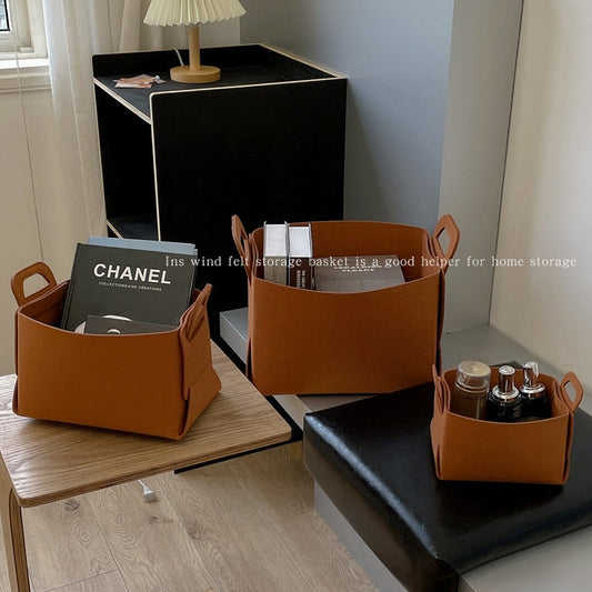 Storage Basket Felt Desktop Storage Basket Organizer Ins Snacks Storage Basket Dirty Clothes Basket Unprinted Large Storage Box