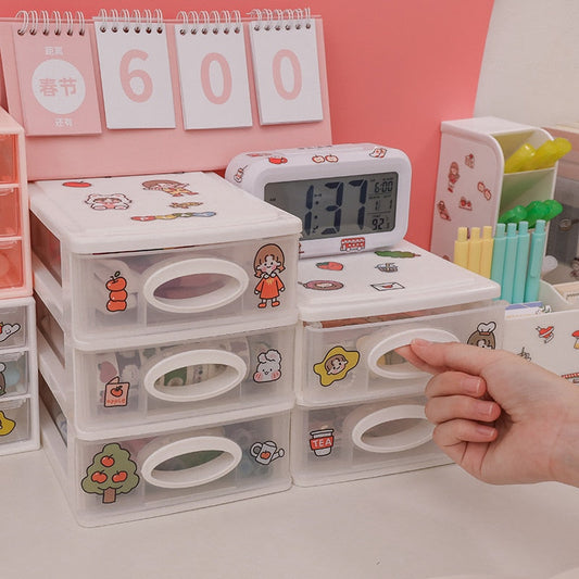 W&G Ins Drawer Desktop Plastic Storage Box Organizer Student Dormitory Cosmetics Sorting Box Sundries Stationery Rack