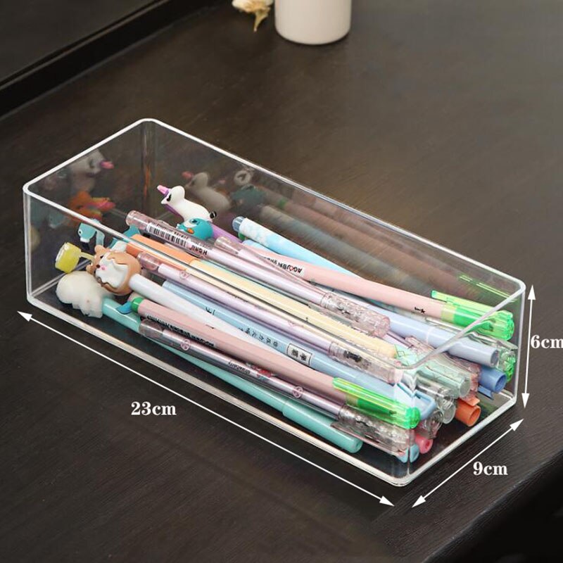 Clear Drawer Organizer Tray Cosmetic Storage Box Makeup Organizer Plastic Stationery Storage Drawer Dividers Can Overlap Case