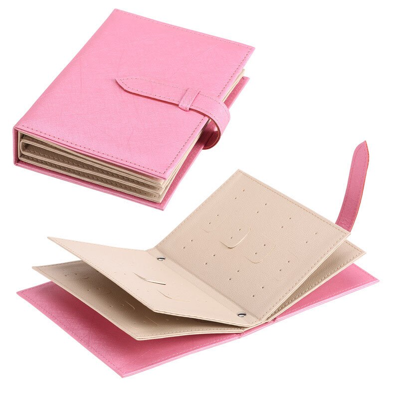 Earring Storage Box Jewelry Organizer Storage Rack Portable Jewelry Bag Creative Foldable Book-shaped Leather Display Stand