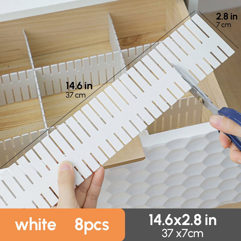8pcs Plastic Drawer Separator Divider Partition Storage Organizer Underwear Socks makeup Clapboard Freely combine partition DIY