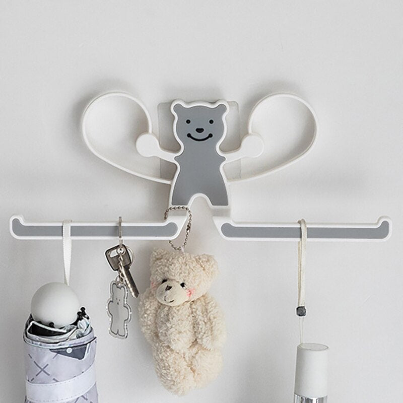 INS Cartoon Bear Hair Clips Holder Wall-mounted Girls Hairpin Storage Rack Headband Barrettes Organizer  Punch-free Storage Rack