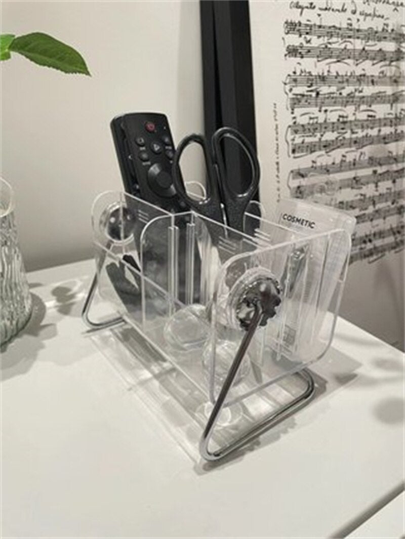 Acrylic Clear Remote Control Holder Desktop Home Decoration Bathroom Makeup Cosmetic Storage Box Glasses Sundries Organizer
