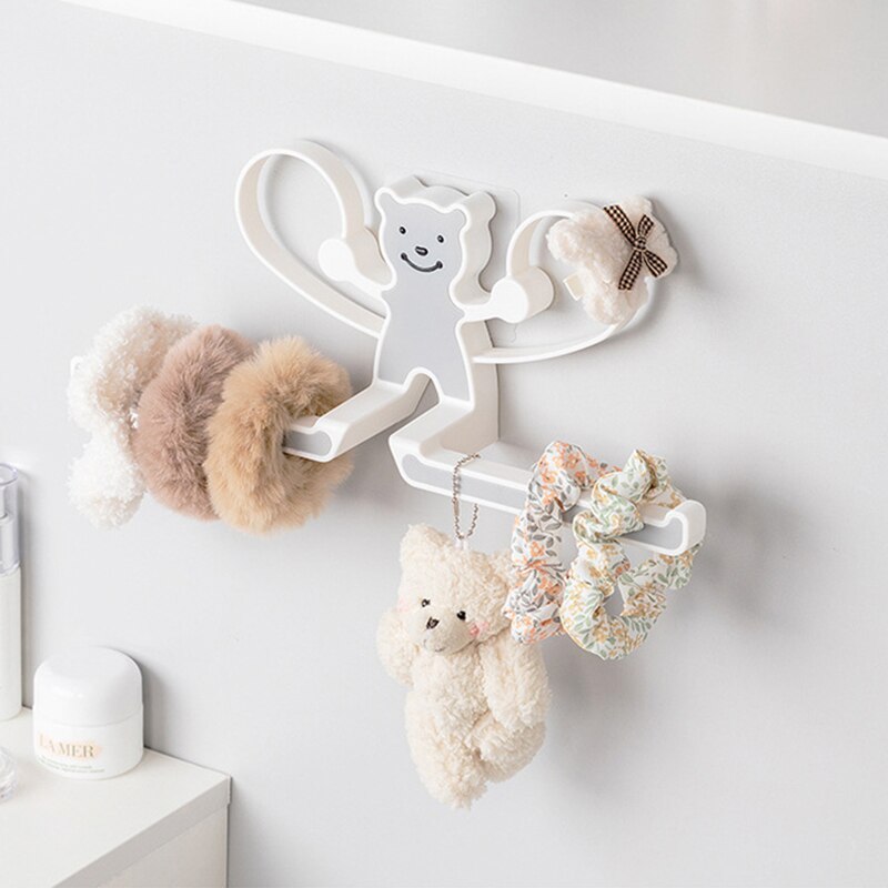 INS Cartoon Bear Hair Clips Holder Wall-mounted Girls Hairpin Storage Rack Headband Barrettes Organizer  Punch-free Storage Rack
