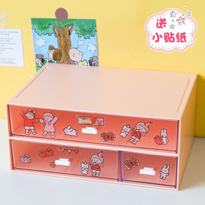 Ins Large Drawer Storage Box Desktop Cosmetics Organizer Storage Multilayer Drawer Tape Student Stationery Desk Combination Rack