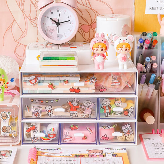 Ins Large Drawer Storage Box Desktop Cosmetics Organizer Storage Multilayer Drawer Tape Student Stationery Desk Combination Rack