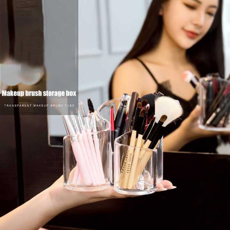 Makeup Brush Storage Box Cosmetic Organizer Lipstick Display Stand Transparent Storage Box Bathroom Desktop Home Finishing