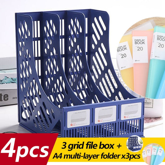 4-piece desktop storage box  Document storage basket  File rack  A4 paper storage rack Clearance sales