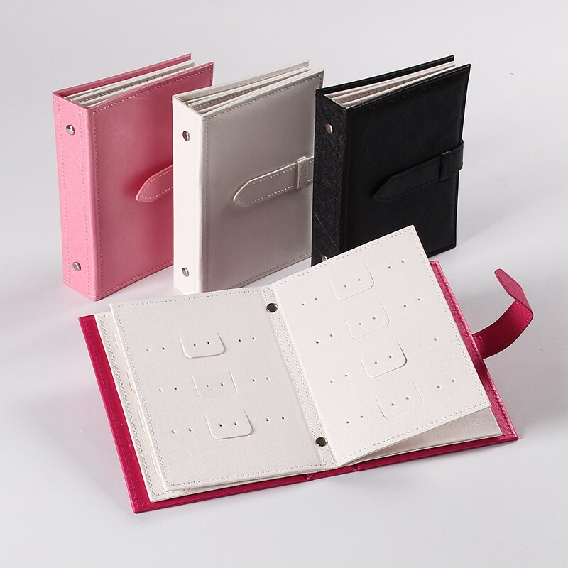 Earring Storage Box Jewelry Organizer Storage Rack Portable Jewelry Bag Creative Foldable Book-shaped Leather Display Stand