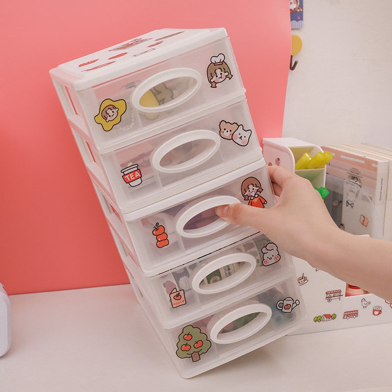 W&G Ins Drawer Desktop Plastic Storage Box Organizer Student Dormitory Cosmetics Sorting Box Sundries Stationery Rack