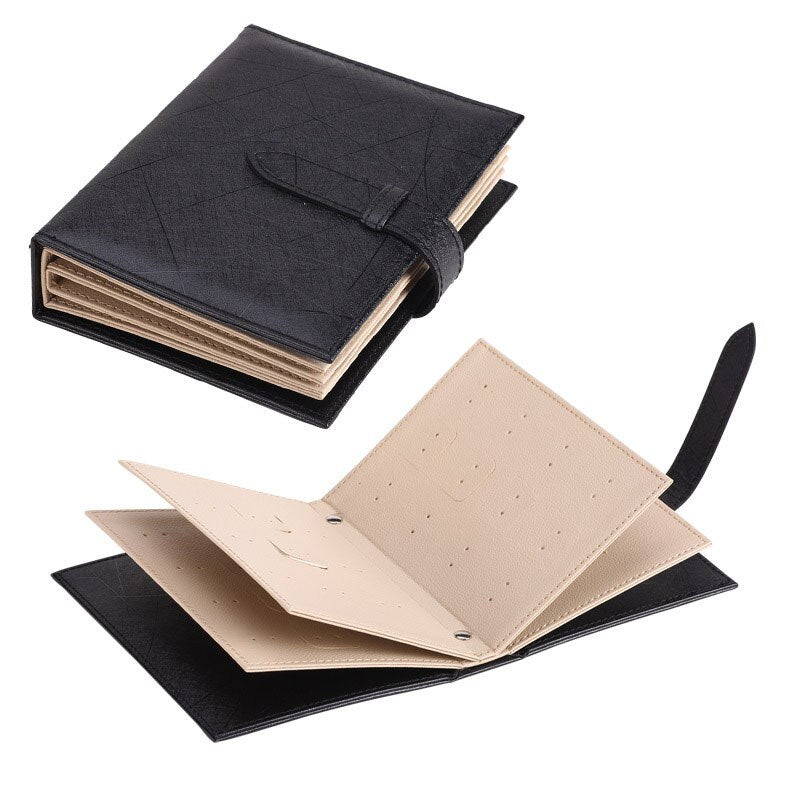 Earring Storage Box Jewelry Organizer Storage Rack Portable Jewelry Bag Creative Foldable Book-shaped Leather Display Stand